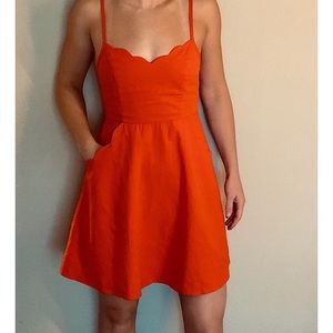 COPE Scallop-Trim Linen Dress